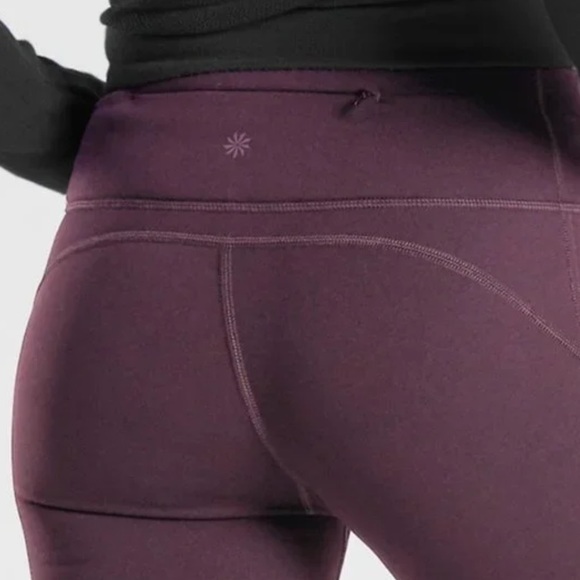 Athleta Womens Plum Purple Primaloft Alpine Valley Leggings size XS Fleece Lined - Picture 2 of 15